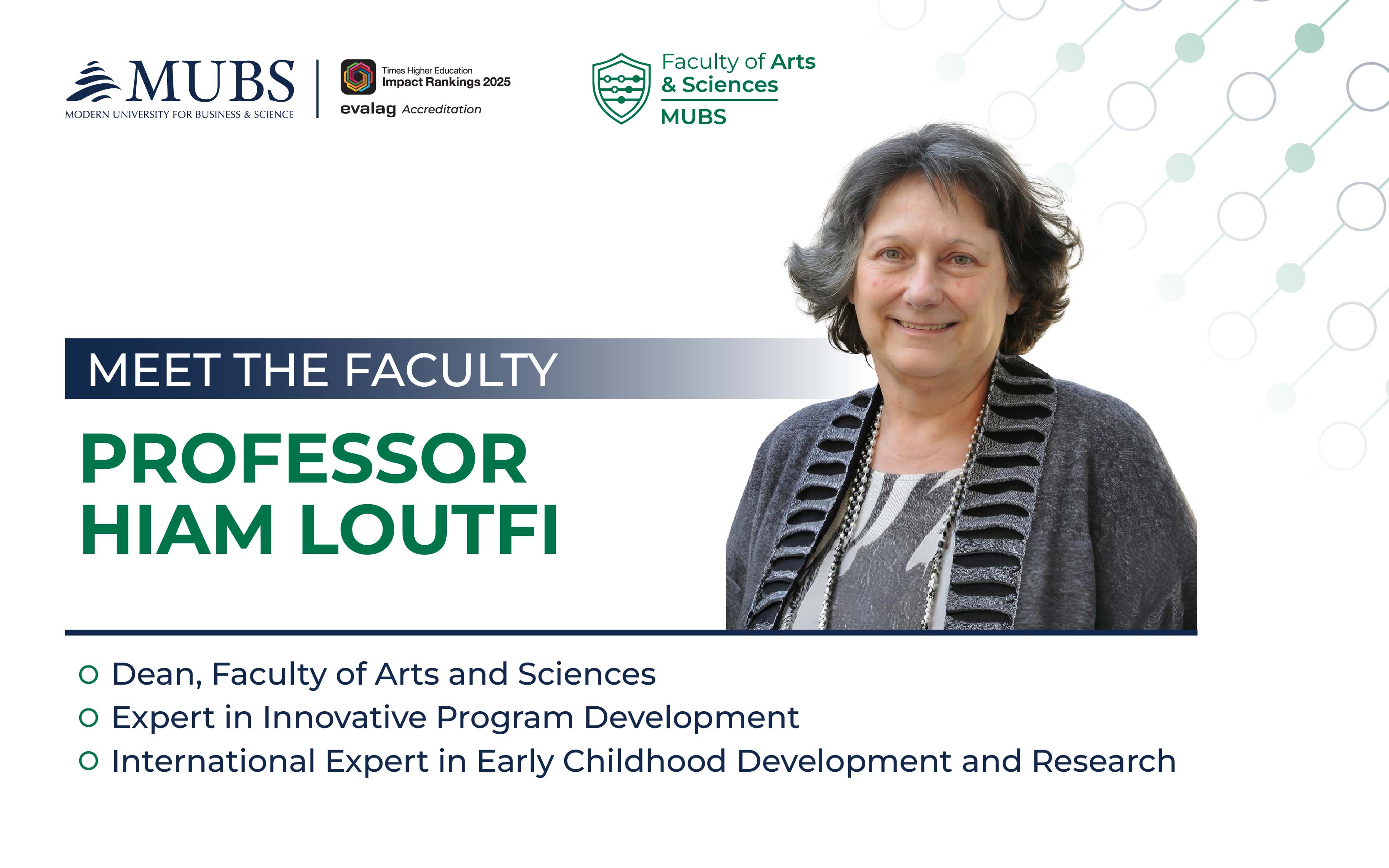 Faculty Highlight: Dr. Hiam Loutfi, Dean of the Faculty of Arts & Sciences
